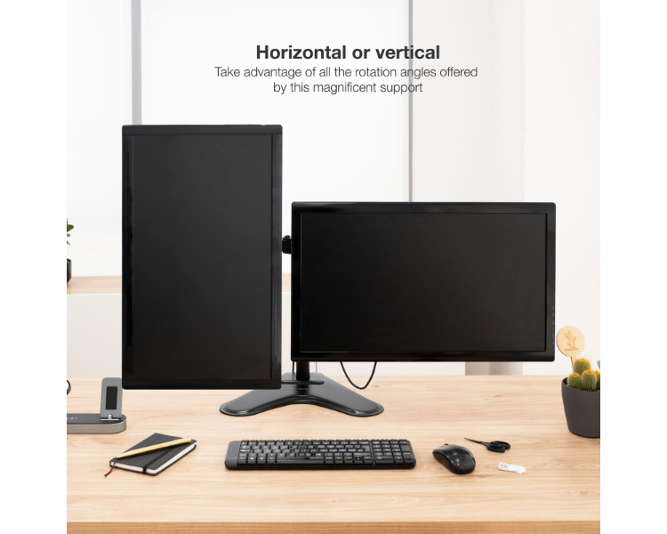 SOPORTE MESA 2 PANTALLAS GIRATORIO E INCLINABLE 17''-32'' NEGRO TOOQ