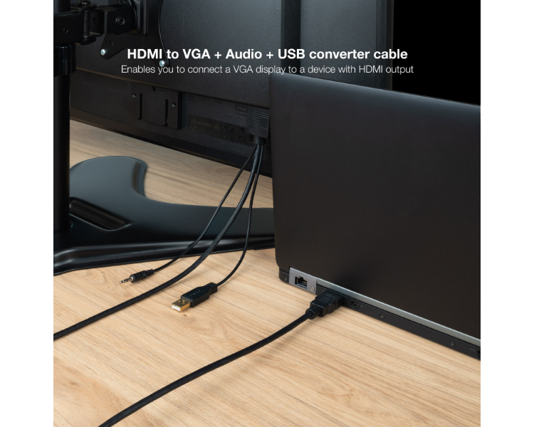 CONVERSOR HDMI A VGA + AUDIO + USB 1.8 M NEGRO NANOCABLE