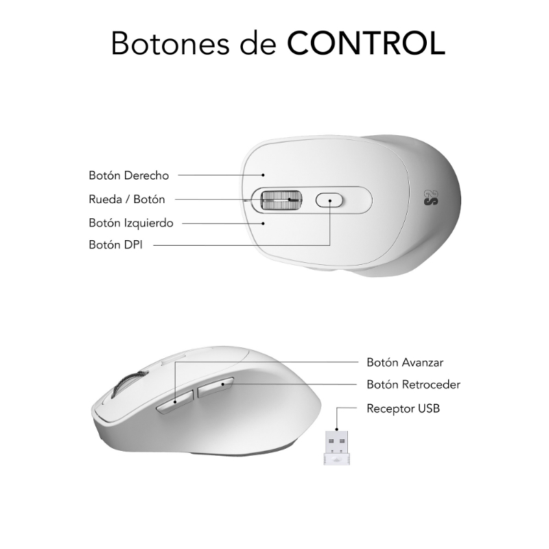 RATON OPTICO DUAL COMFORT ERGO DUAL BATERIA BLANCO SUBBLIM