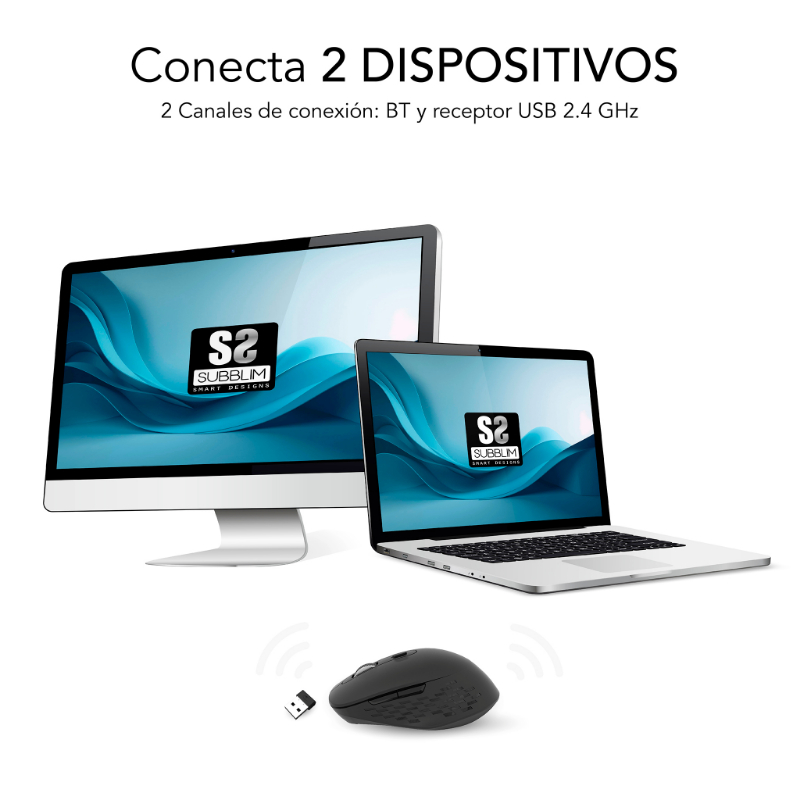 RATON OPTICO DUAL CURVE ERGO DUAL BATERIA NEGRO SUBBLIM