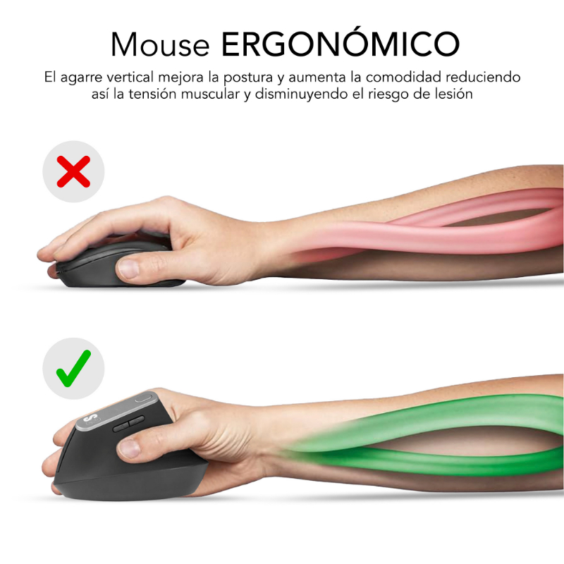 RATON OPTICO DUAL NATURE VERTICAL ERGO DUAL BATERIA BLANCO SUBBLIM