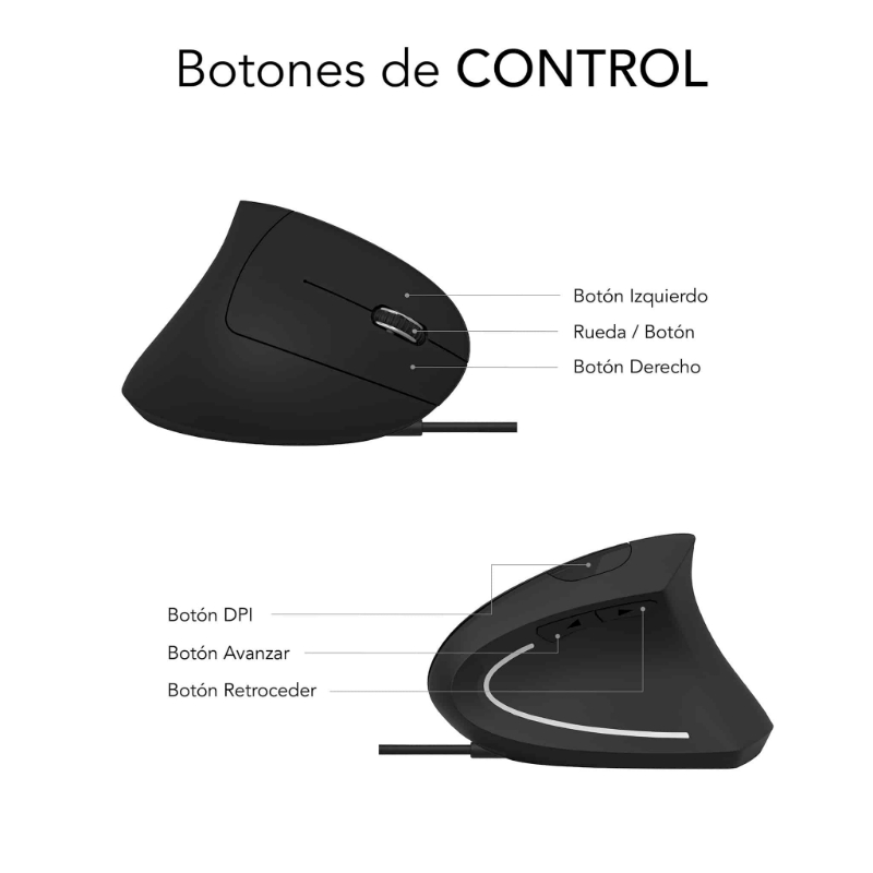 RATON OPTICO DUAL GLIDE VERTICAL ERGO NEGRO SUBBLIM