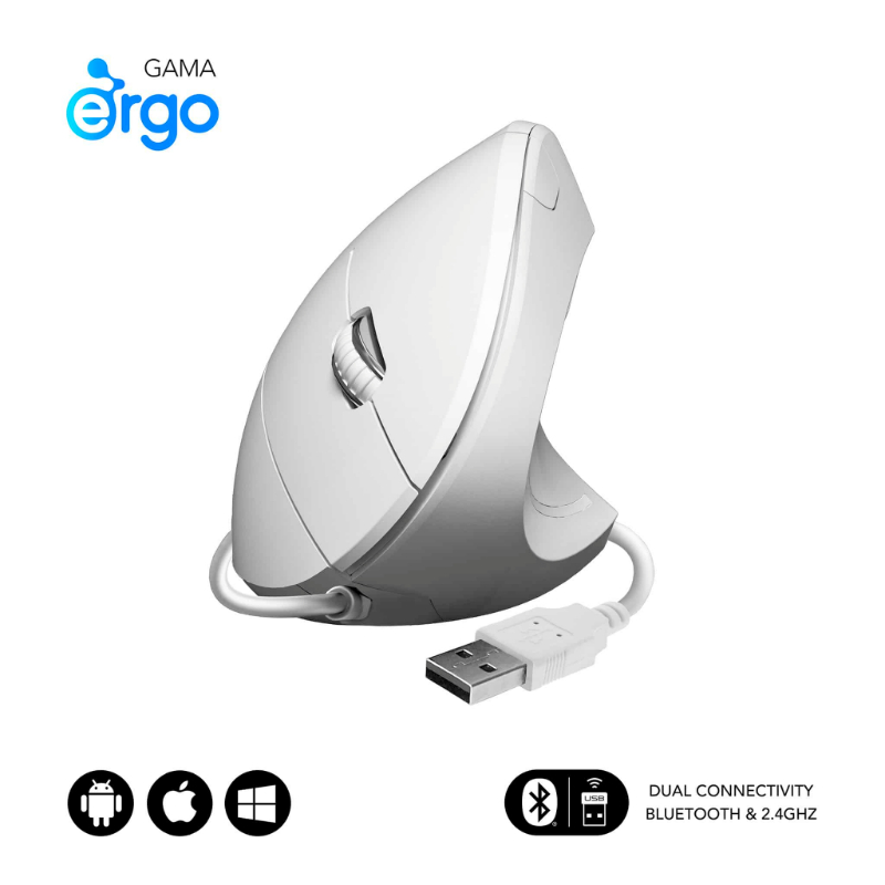 RATON OPTICO DUAL GLIDE VERTICAL ERGO BLANCO SUBBLIM