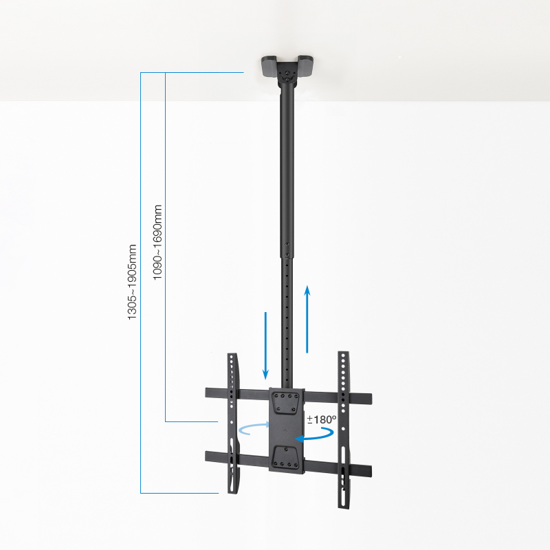 SOPORTE TECHO PANTALLAS 32"-75" GIRO/INCLINABLE XL NEGRO TOOQ