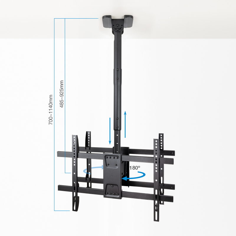 SOPORTE TECHO 2 PANTALLAS 43"-86" GIRO/INCLINABLE NEGRO TOOQ