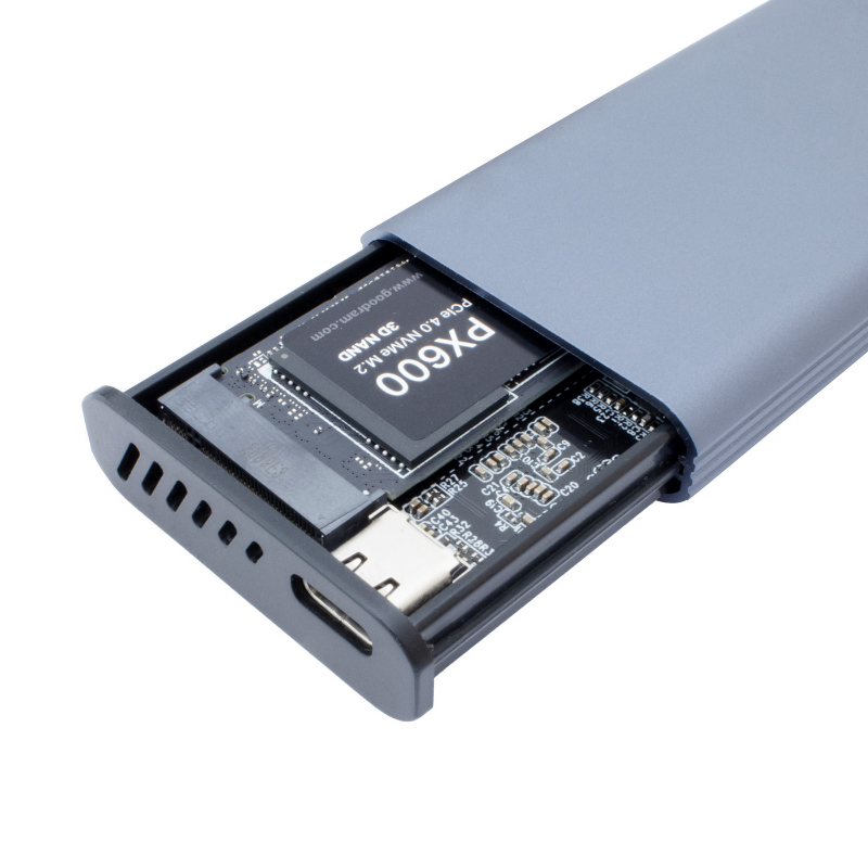 CAJA EXTERNA SSD M.2 NVMe PS32 CON PANTALLA LCD GRIS COOLBOX